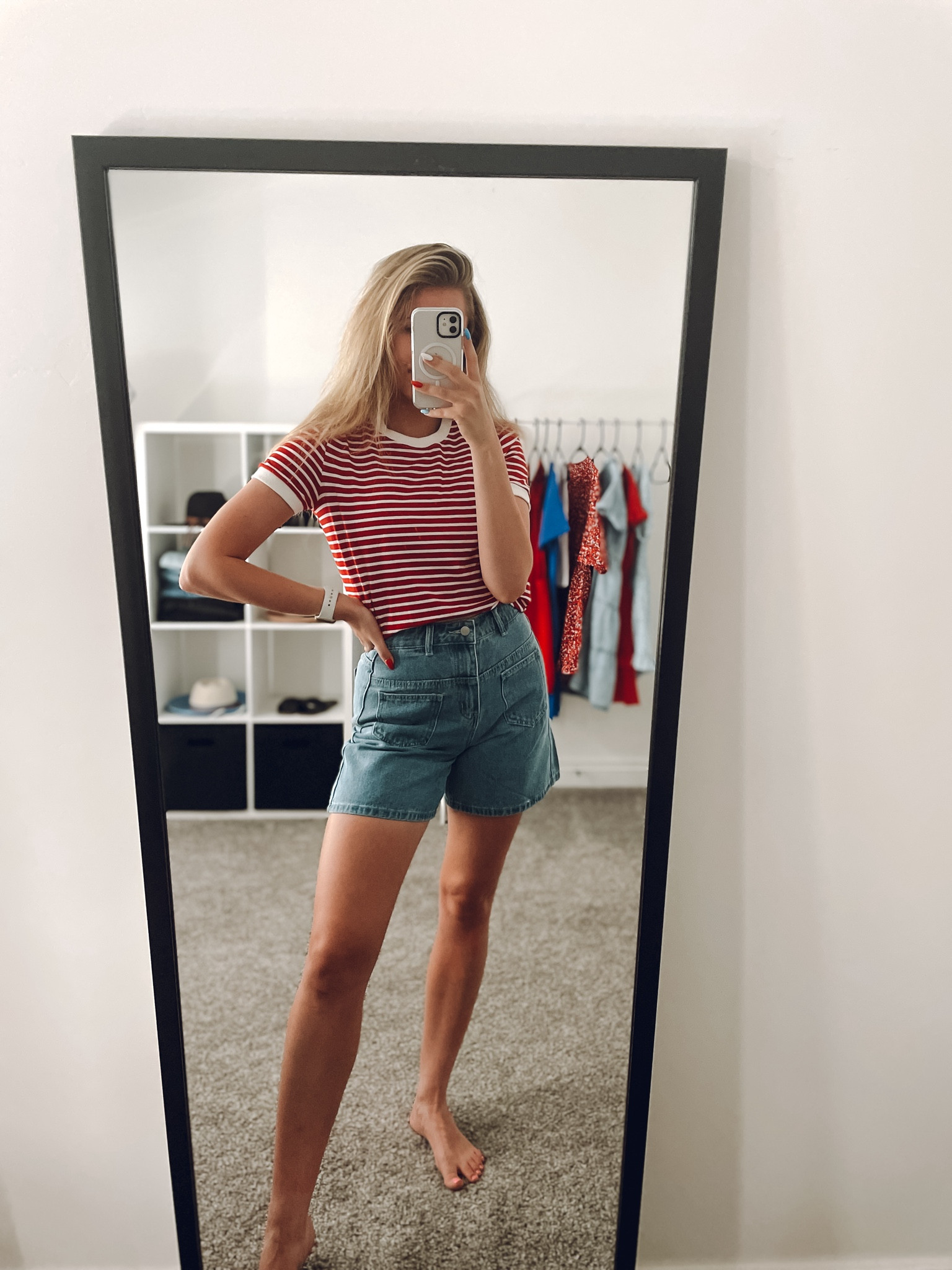 okay I’m loving these Jean shorts! they’re such a great length!! 

denim jean shorts: true to size
striped tee: true to size 

| Fourth of July outfit | summer outfit | women’s shorts 

#LTKSeasonal #LTKFindsUnder100 #LTKFindsUnder50