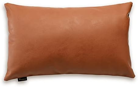 VUDECO Faux Leather Pillow Cover 12x20 Lumbar Linen Decorative Boho Pillow Covers Accent Western Lea | Amazon (US)