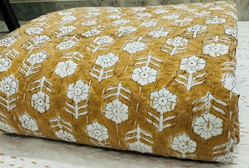 Ten Color Brown Kantha Quilt Queen Size Cotton Brown floral quilt queen bedspreads Throw Quilt Bl... | Etsy (US)