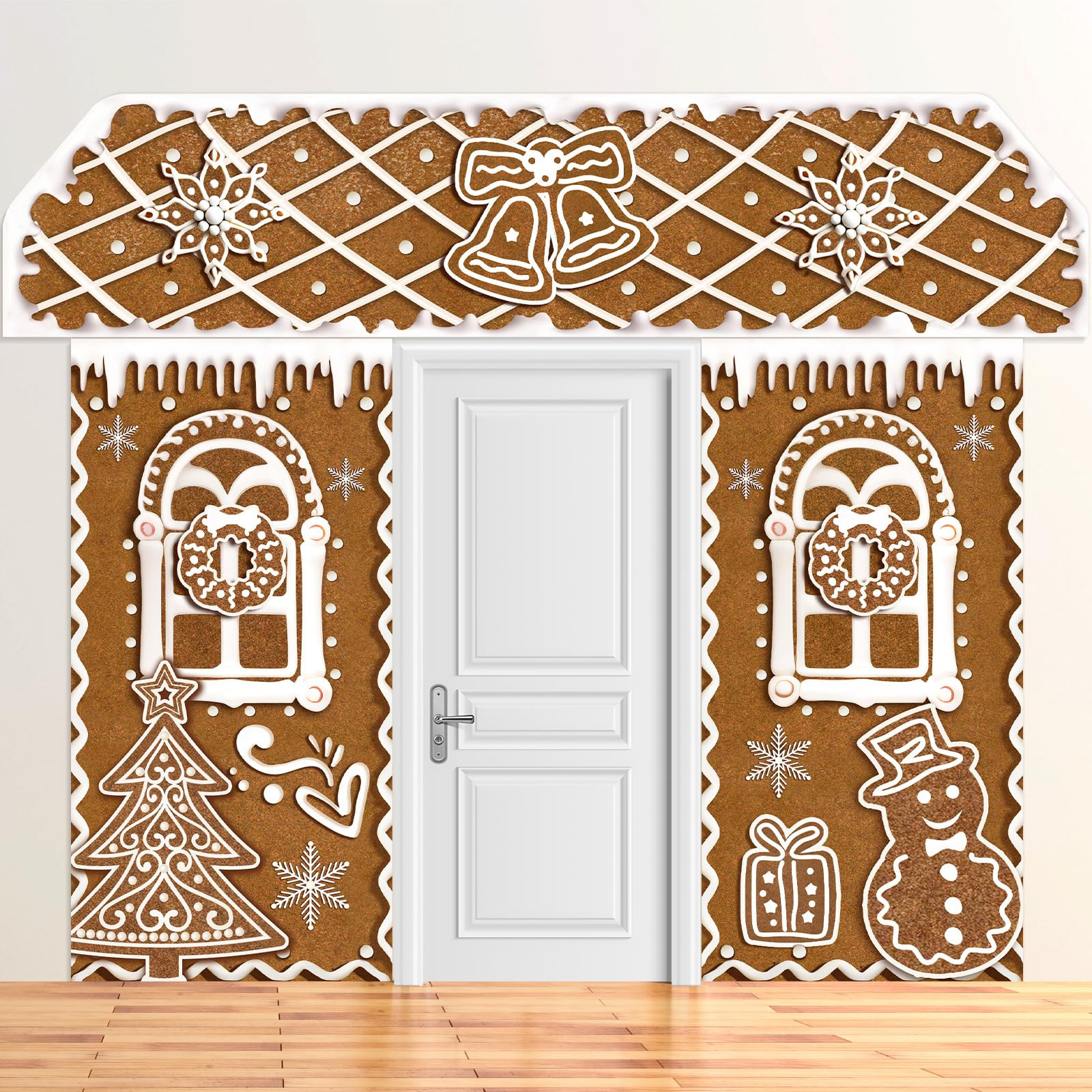 3 Pcs Christmas Gingerbread House Decorations Gingerbread Door Covers Backdrop Christmas Door Ban... | Amazon (US)