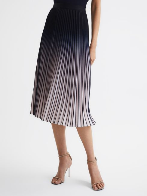 Ombre Pleated Midi Skirt | Reiss UK