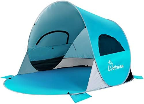 WolfWise UPF 50+ Easy Pop Up 3-4 Person Beach Tent Sport Umbrella Instant Sun Shelter Tent Sun Sh... | Amazon (US)
