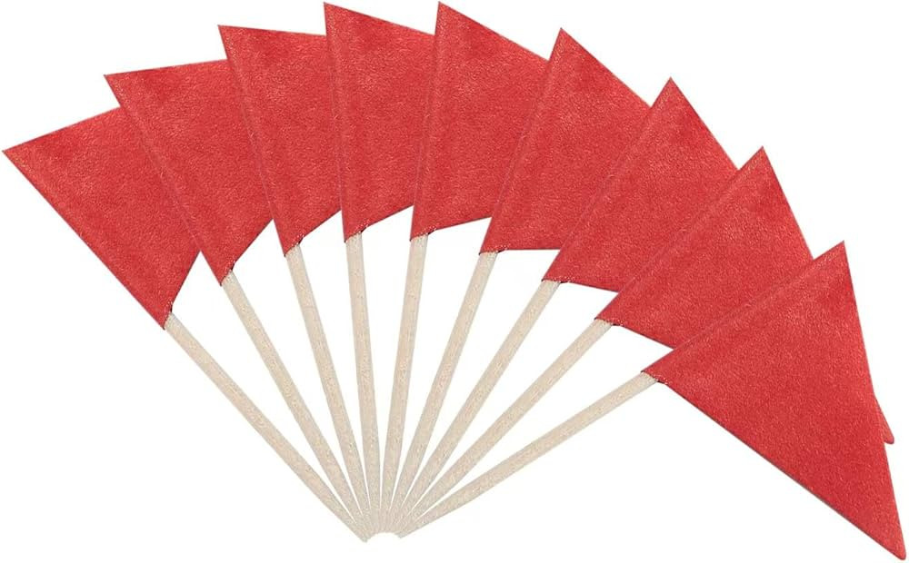 100 Pcs Solid Red Toothpick Flags Small Mini Plain Red Color Triangle Stick Cupcake Toppers Flags... | Amazon (US)