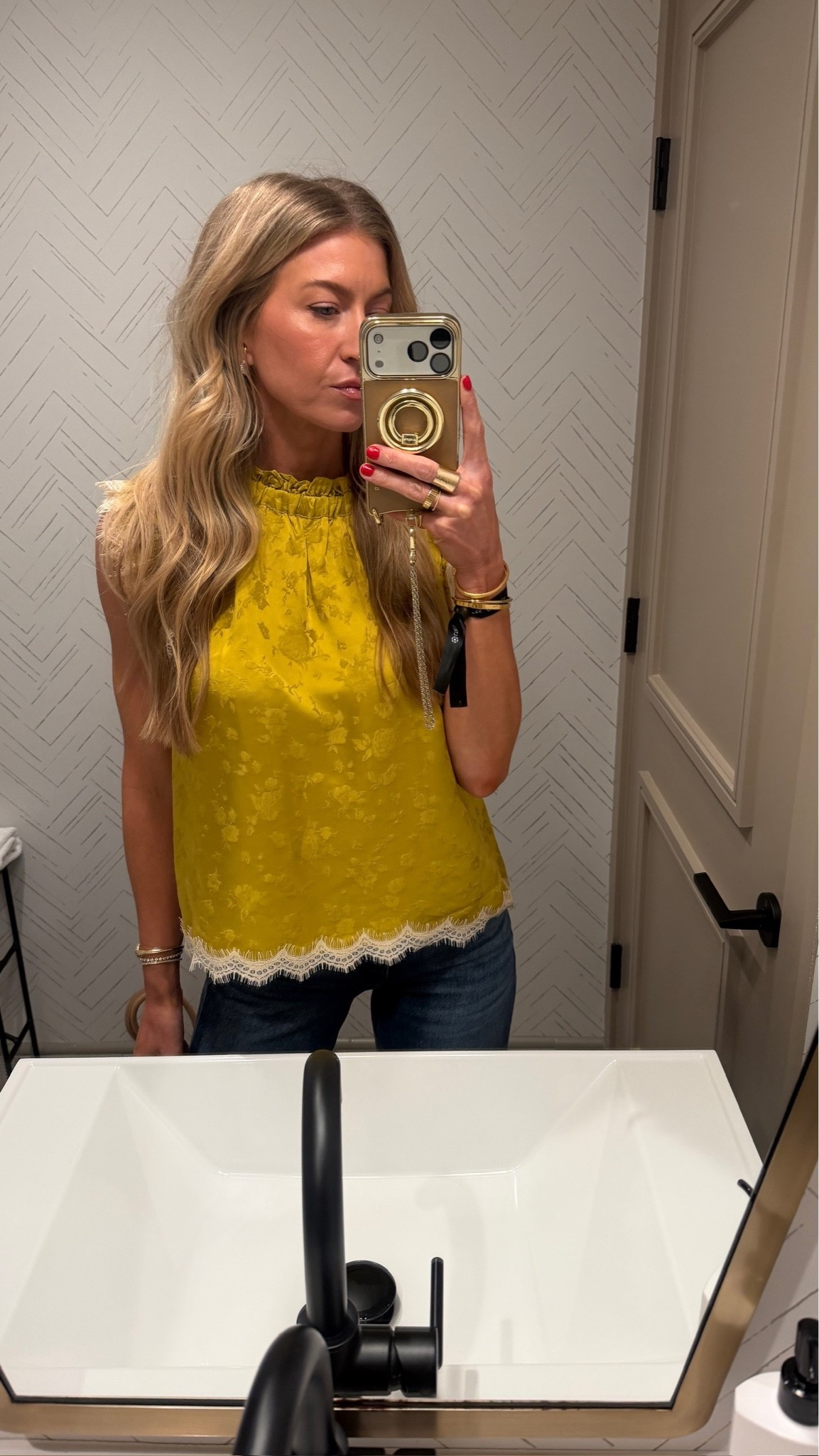Love the eyelash detail on this chartreuse silk top! Runs TTS, wearing a S Secret sauce jeans: TTS, wearing a 25 Cognac leather Boots: TTS

#LTKCon #LTKootd #LTKgrwm