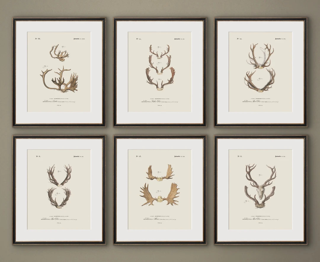 Hunt Club Deer Art Print Gift for Hunters with Deer Antlers, Deer Print for Cabin Decor, Office, ... | Etsy (US)
