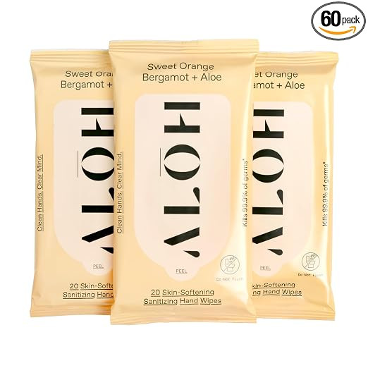 ALŌH Sweet Orange Bergamot + Aloe Sanitizing Hand Wipes - Clean Hands, Clear Mind - On The Go Ha... | Amazon (US)