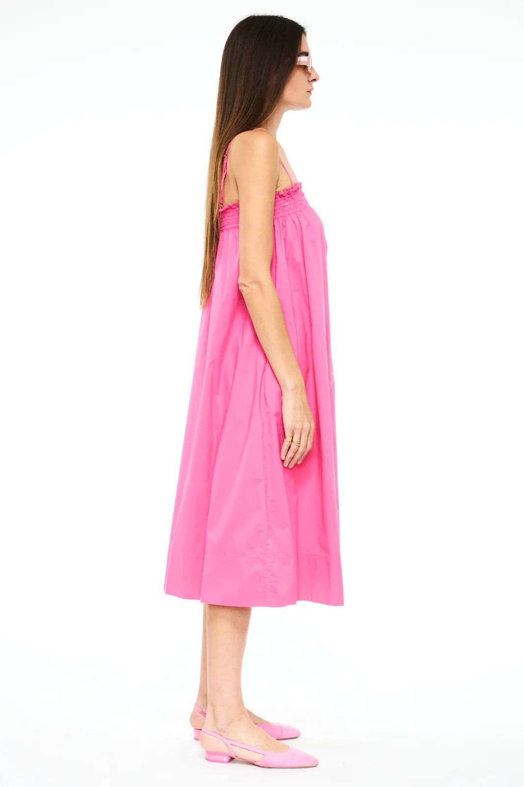 Farrah Ruffle Top Dress - Bright Pink | Pistola Denim