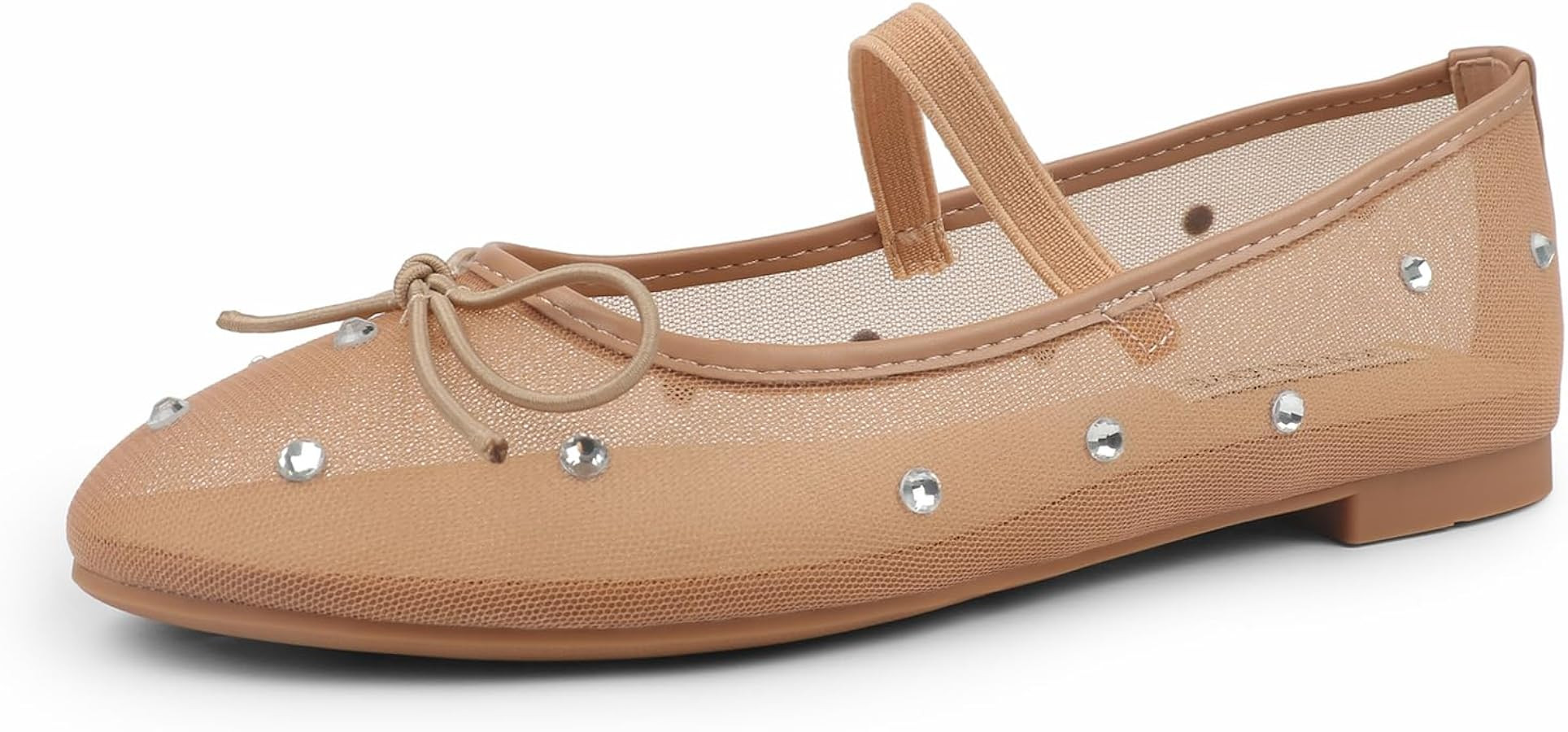 JOY IN LOVE Mesh Ballet Flats for Women Buckle Strap Round Toe Mary Jane Shoes | Amazon (US)