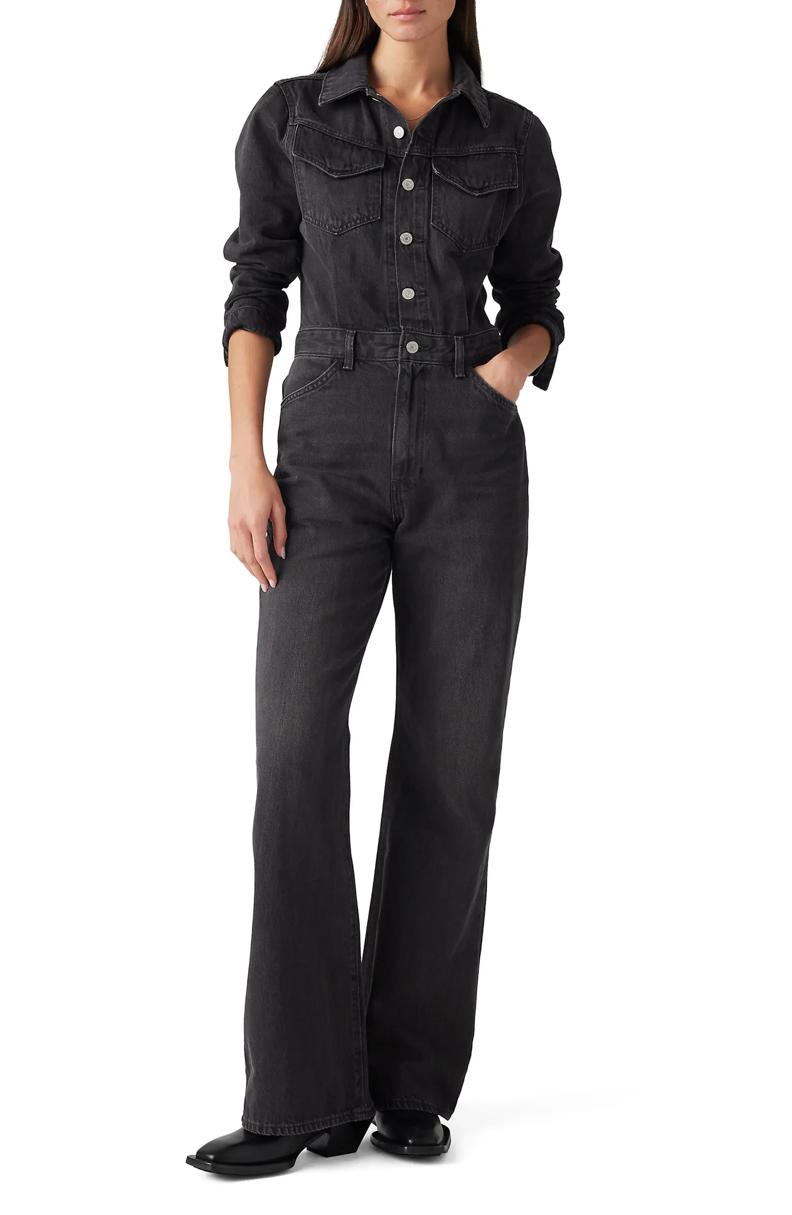 Western Long Sleeve Denim Jumpsuit | Nordstrom