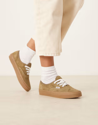 Vans Authentic hairy suede trainers in olive green with gum sole | ASOS | ASOS (Global)