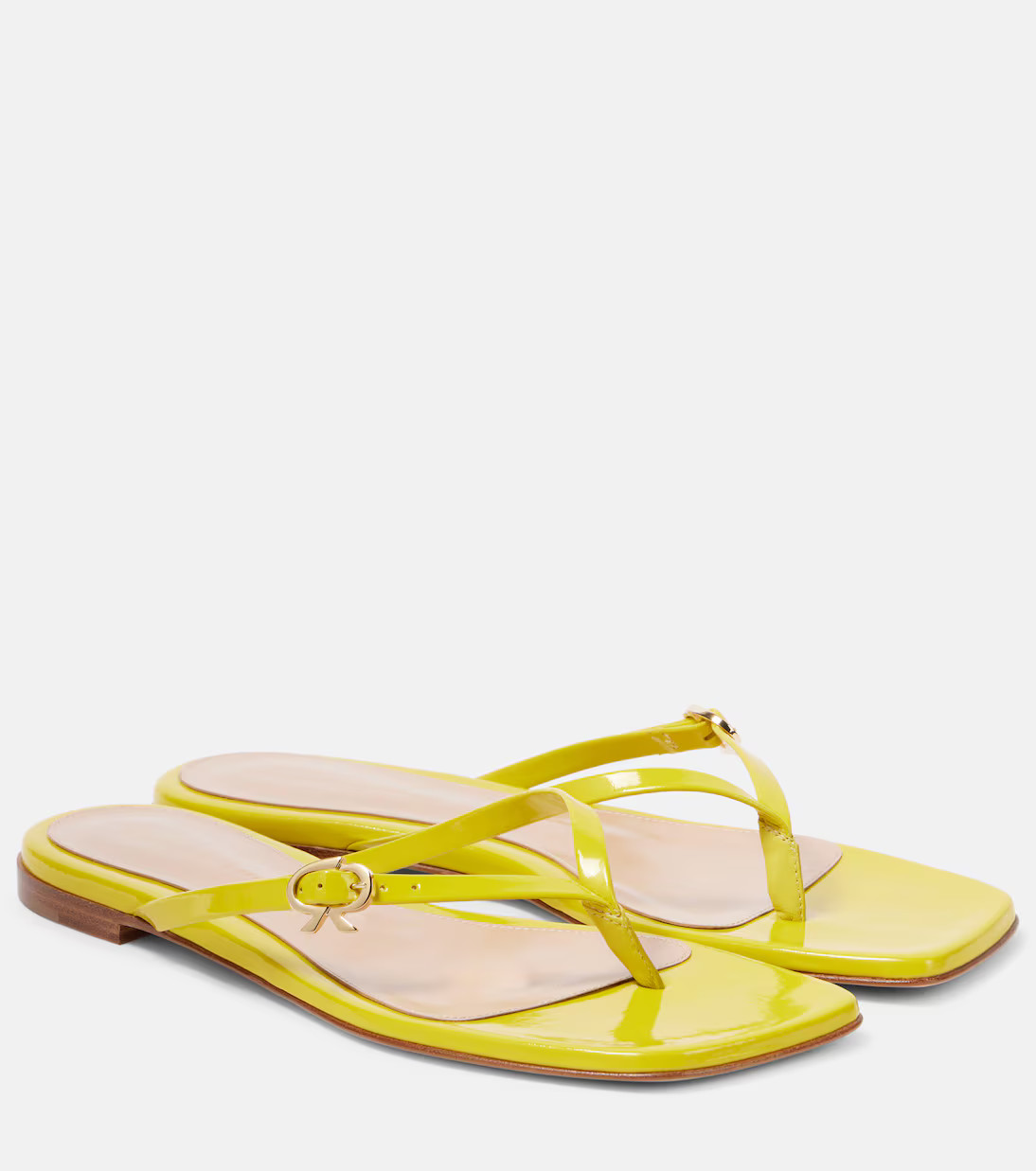 Ribbon patent leather thong sandals | Mytheresa (US/CA)