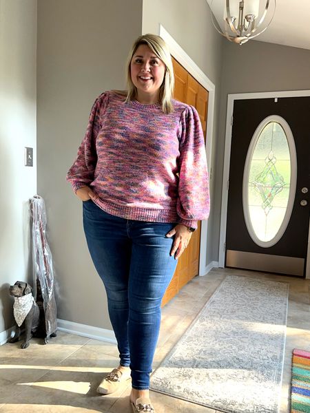 Pullover sweaters for the win! This sweater is so cozy. Soft, medium weight, but feels like a hug. I love the fun colors, too! I’m in a 3X and it was perfect for me. I find the brand to run short in the torso and tight in the bust sometimes. 

I am wearing denim I already owned but will link some options. Same with the mules (they do not make these exact ones anymore). 

#LTKworkwear #LTKunder50 #LTKcurves