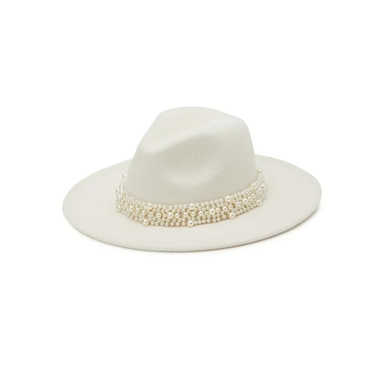 Time and Tru Women's Fedora with Faux Pearl Trim | Walmart (US)
