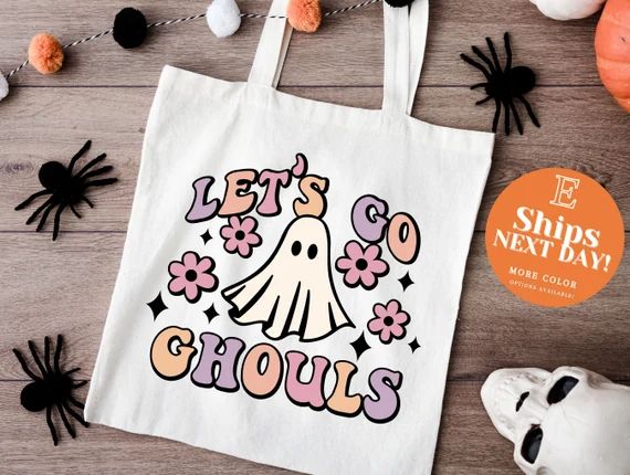 Let's Go Ghouls Tote Bag Groovy Ghost Halloween Party - Etsy | Etsy (US)