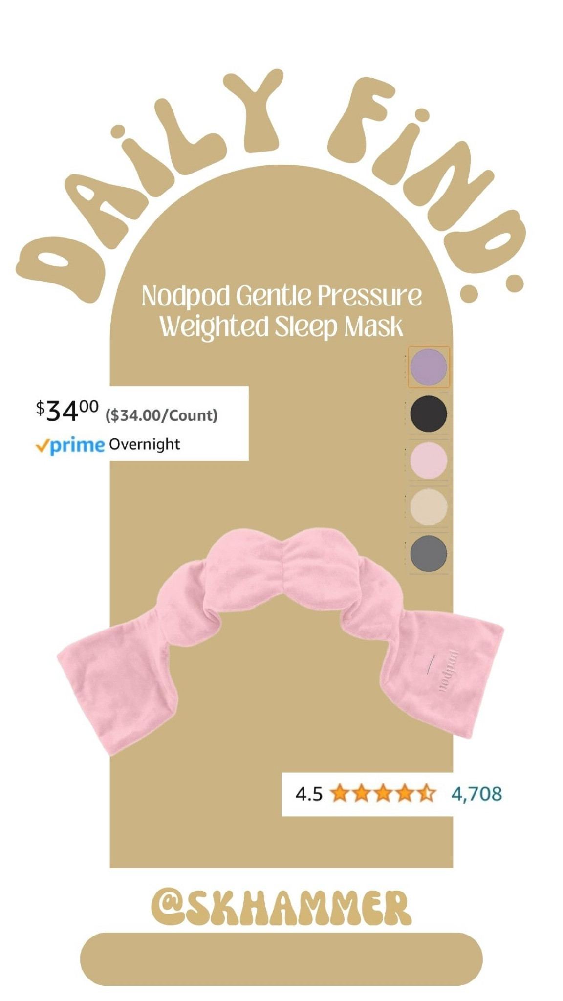 Daily Find! I just ordered this Nodpod weighted sleep mask and am loving it! The 100% blackout design contours to your face for a completely light blocking experience to help you relax. This is the PERFECT eye mask if you experience migraine headaches and want to find some relief, because you can even throw it in the freezer to chill it! 