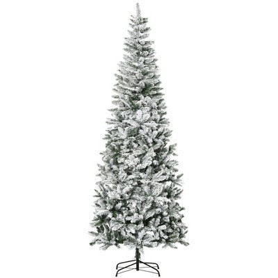 9ft Unlit Snow-Flocked Slim Pine Artificial Christmas Tree with Realistic Branches and 1084 Tips | Target