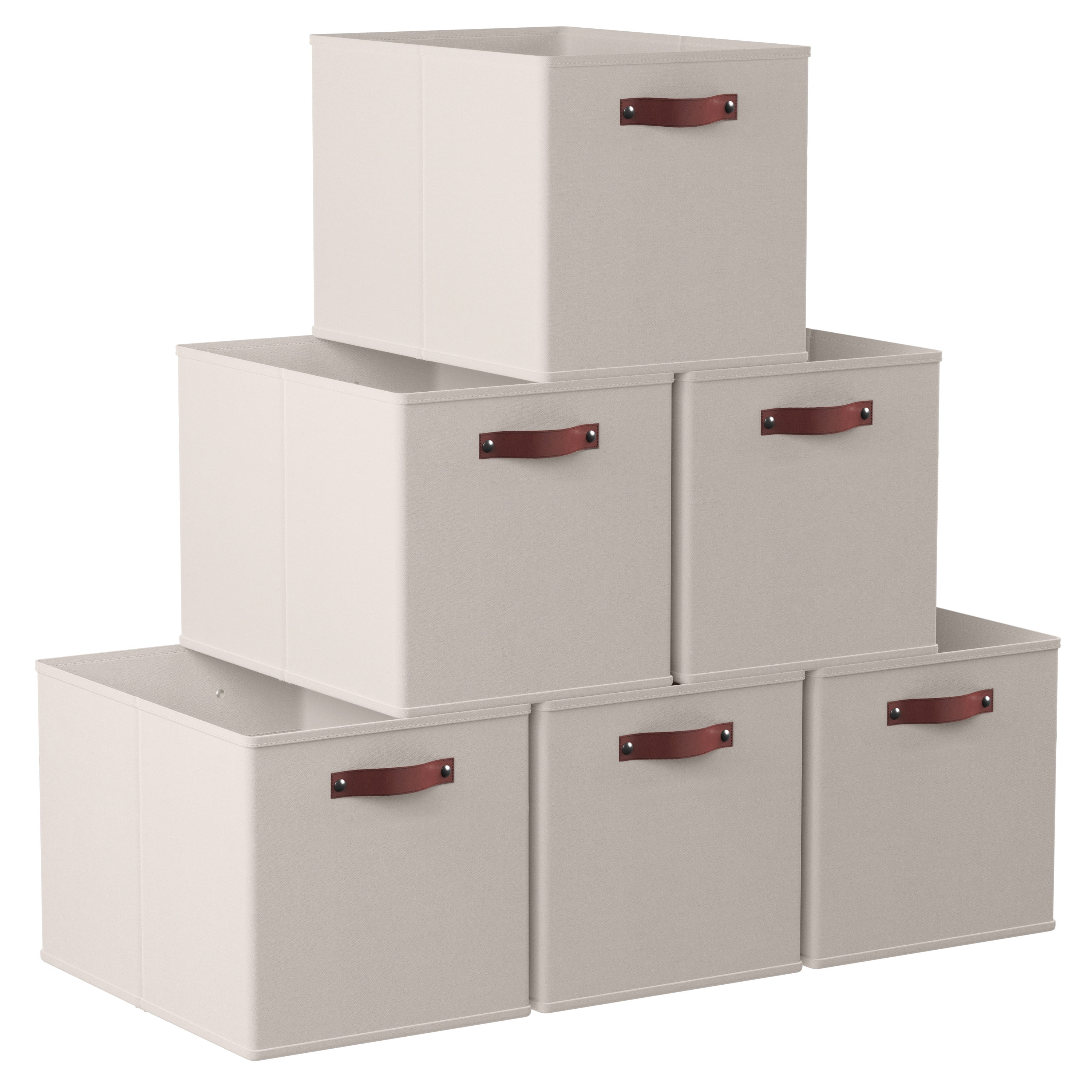 Ornavo Home Foldable Collapsible Storage Box Bins Linen Fabric Shelf Basket Cube Organizer with L... | Walmart (US)