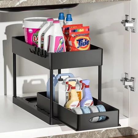 Under Sink Organizer 2-tier Sliding Cabinet Basket The Bottom Slide Out Mountdog Under Cabinet St... | Walmart (US)