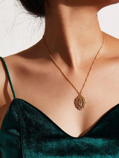 Round Pendant Chain Necklace | SHEIN