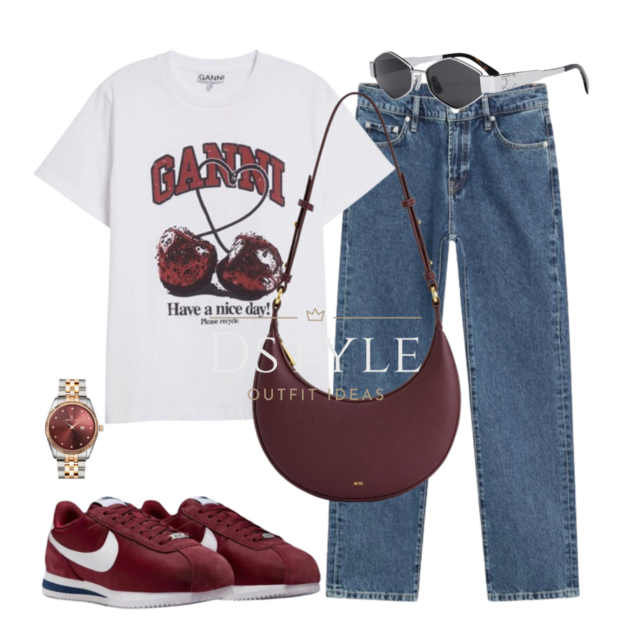 White cherry t-shirt, jeans, dark red Nike Cortez and matching bag. Ootd, trending now, kicks addict, sneakers obsessed, trainers enthusiast, comfy yet chic look, spring style

#LTKstyletip #LTKshoecrush #LTKitbag