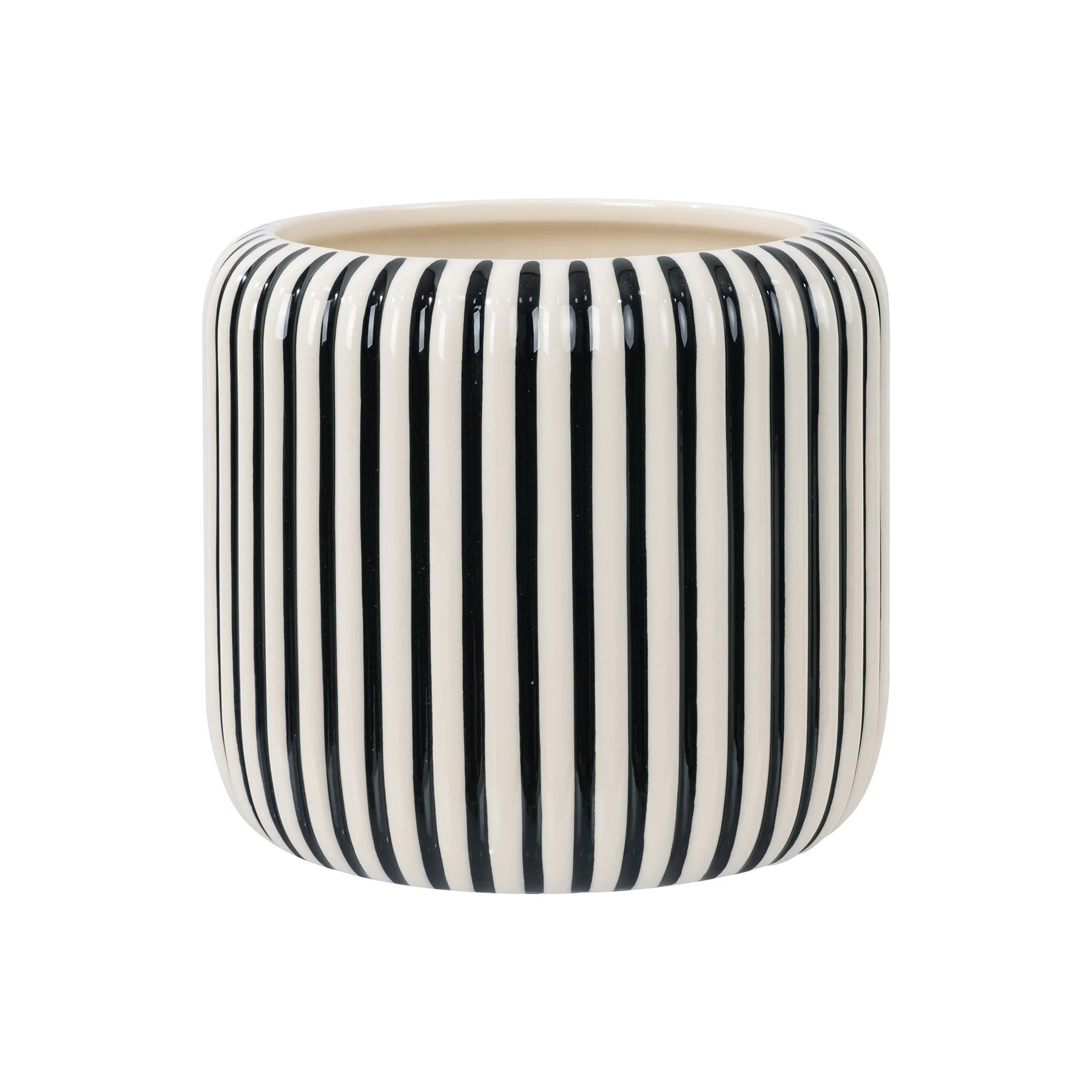 Beautiful 8" Black Stripe Ceramic Planter by Drew Barrymore | Walmart (US)