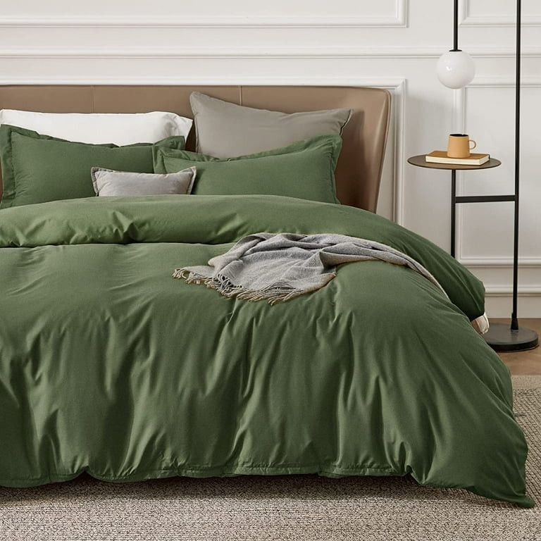 Bedsure Full Olive Green Microfiber Duvet Covers 3 Pieces with Zipper Closure, 1 Duvet Cover 80x9... | Walmart (US)