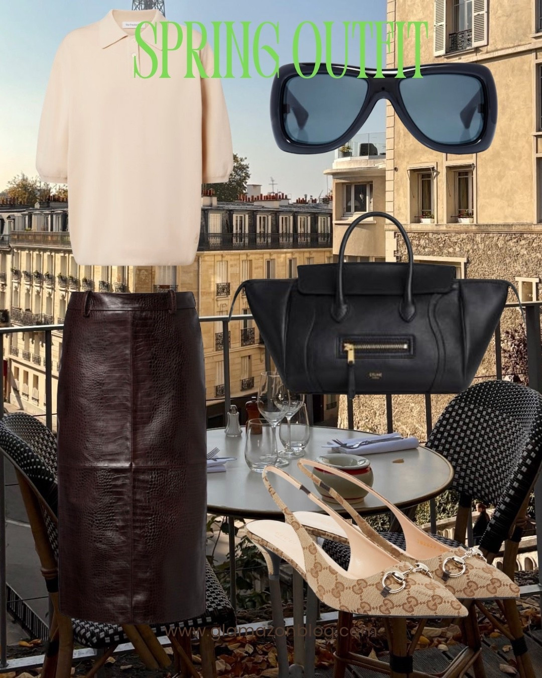 Leather pencil skirt, Mytheresa, Saint Laurent sunglasses, Gucci slingback, polo top 

#LTKsummer #LTKuk #LTKspring