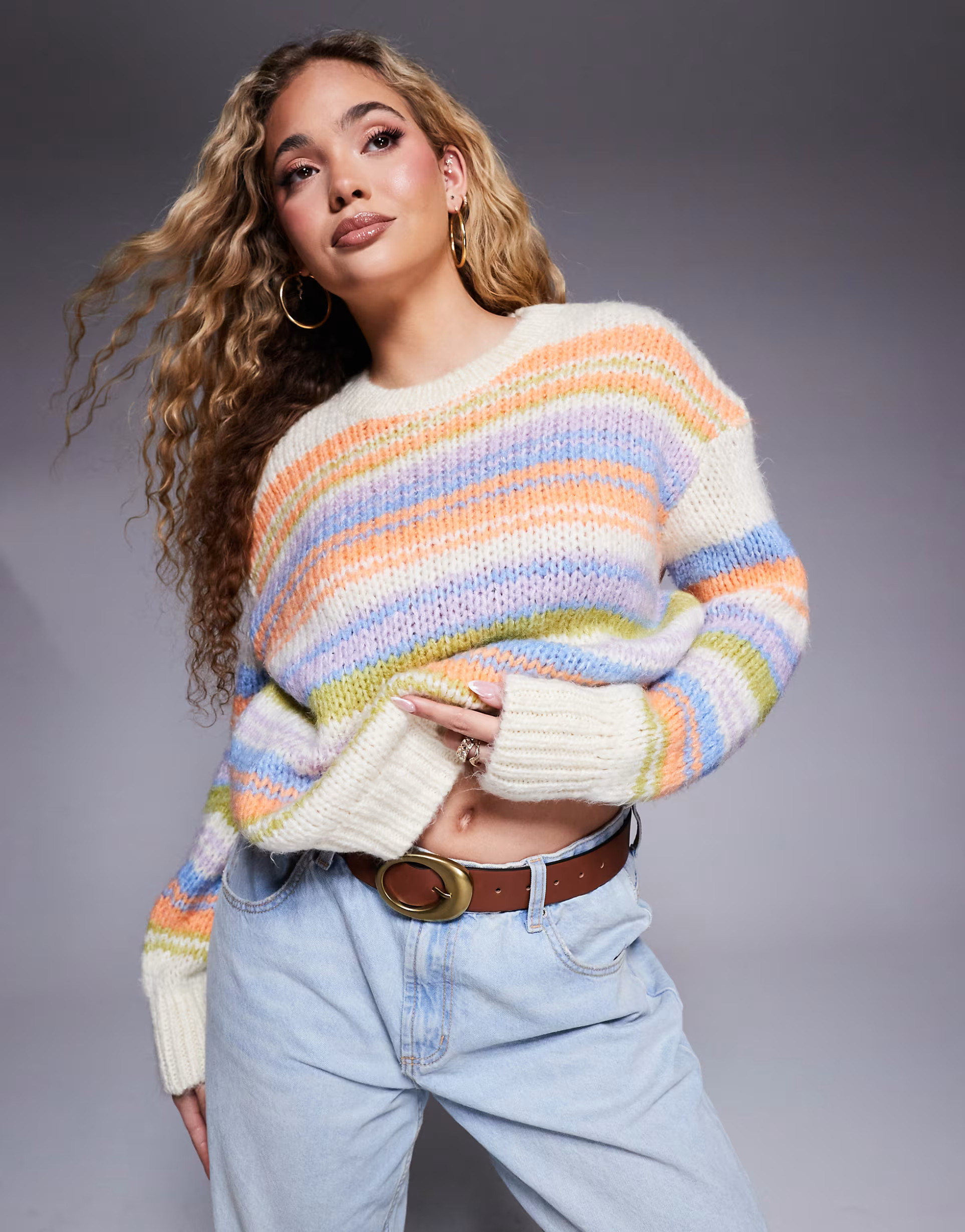 River Island stripe sweater in orange | ASOS (Global)