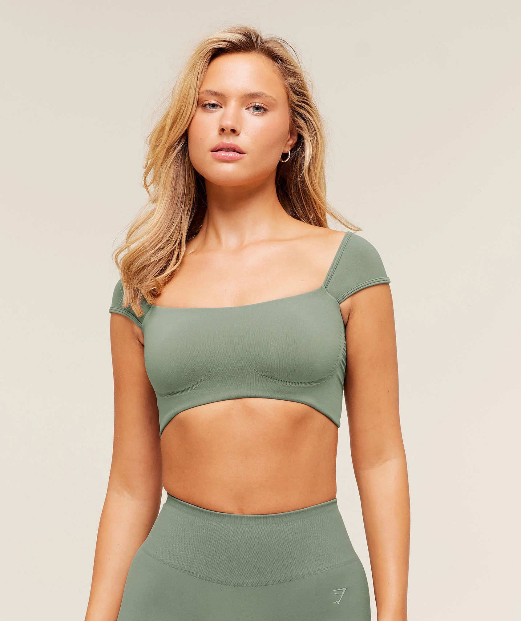 Gymshark Soft Sculpt Cap Sleeve Bralette - Unit Green | Gymshark US