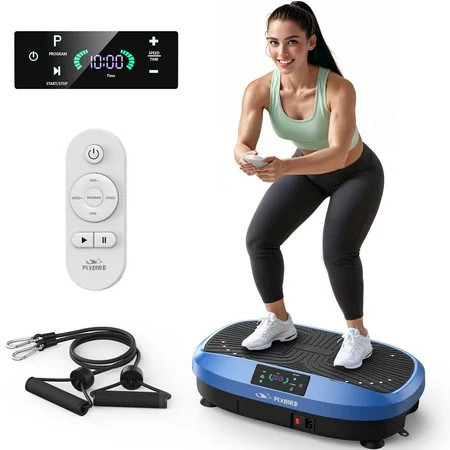 FLYBIRD Vibration Plate Exercise Machine, Lymphatic Drainage Machine, Whole Body Workout Vibration Platform w/ 2 Resistance Bands for Wellness and Fitness-Blue | Walmart (US)