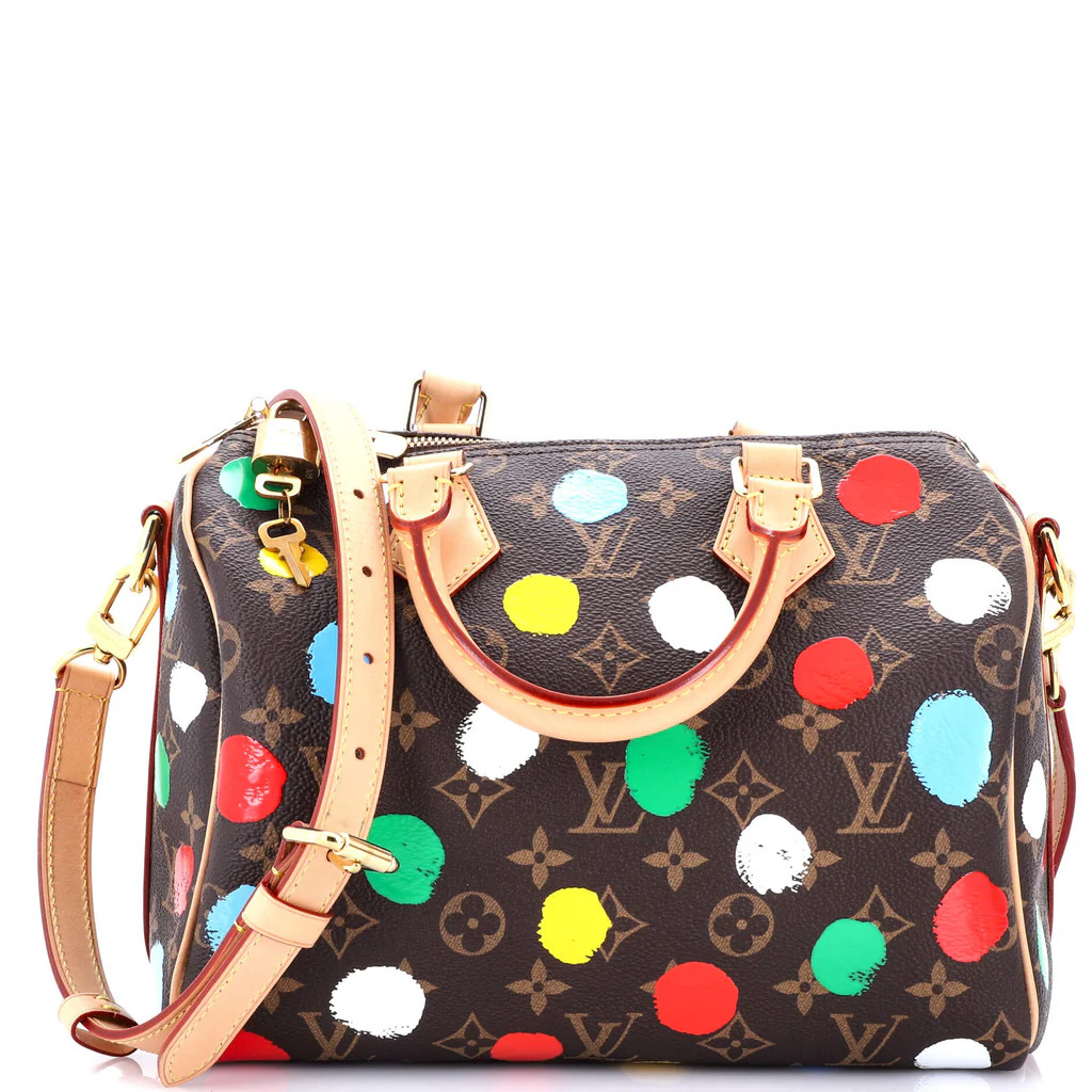 Speedy Bandouliere Bag Yayoi Kusama Painted Dots Monogram Canvas 25 | Rebag