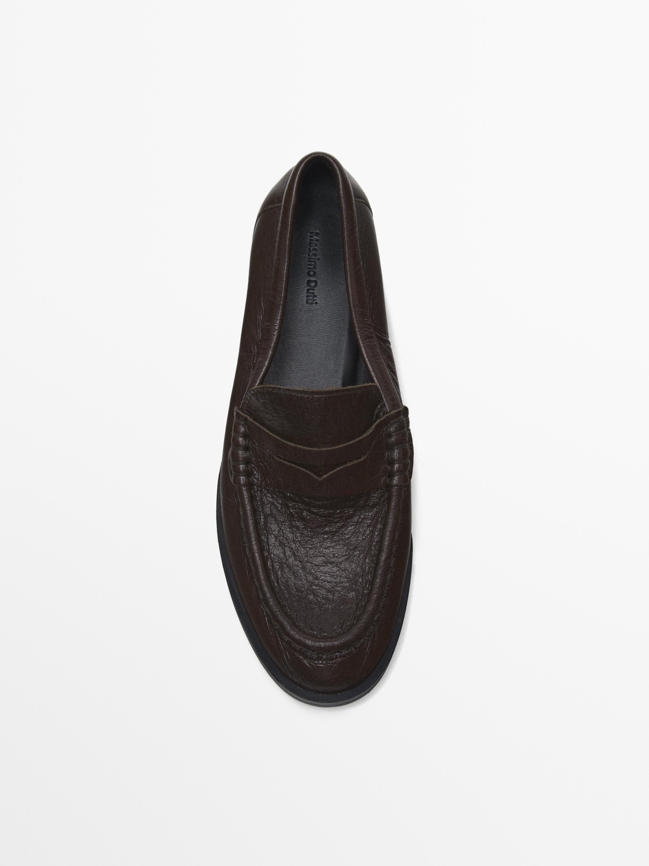 Leather penny loafers | Massimo Dutti UK