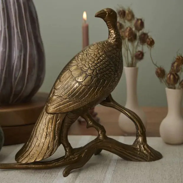 Antique Gold Turkey On a Branch Centerpiece | Antique Farm House