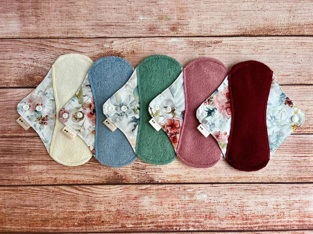 Organic Reusable Cloth Pads, 5 PACK Period Pads, Soft Bamboo Panty Liners 7 Sizes Available, Zero... | Etsy (US)