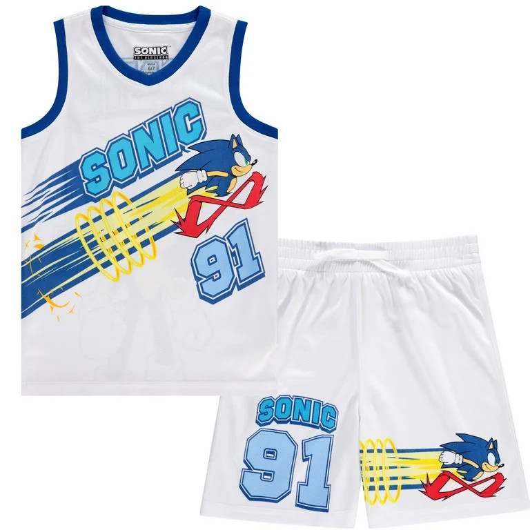 Boys Sonic The Hedgehog Basketball Jersey Shirt and Shorts Clothing Set- Little and Big Boys Size... | Walmart (US)