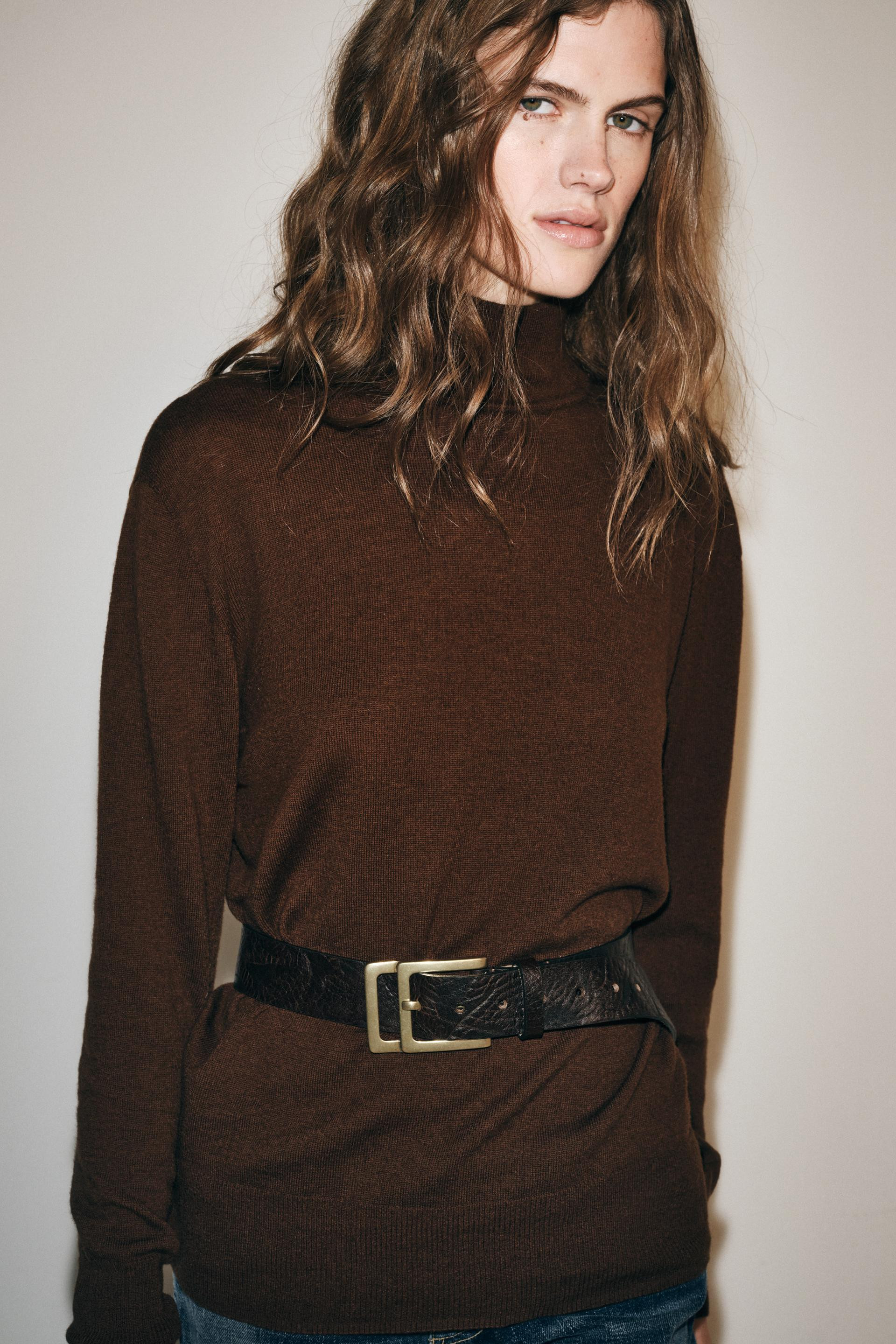 Zara - 100% Extra Soft Wool Sweater - Women - Brown - Women | Zara US