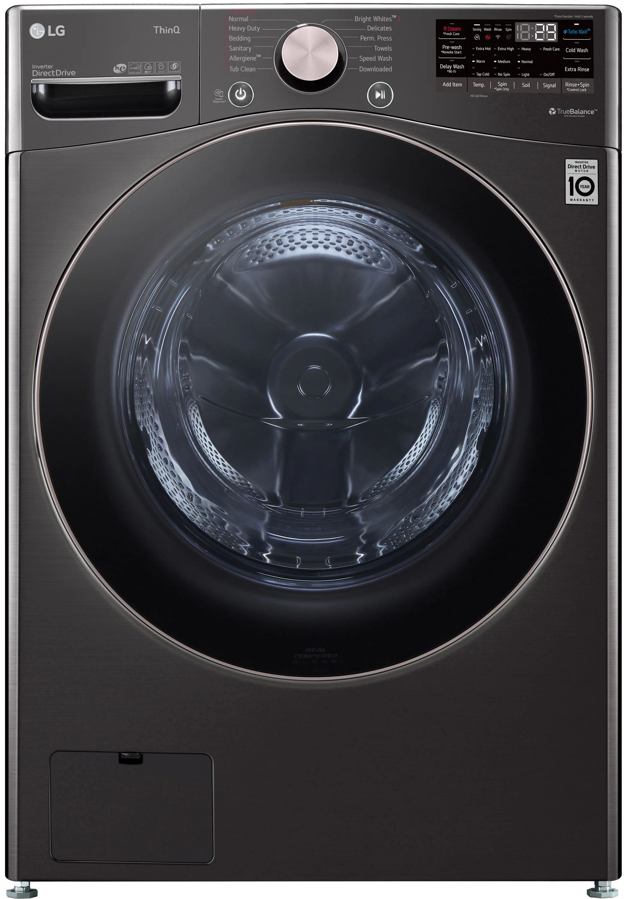 LG TurboWash 360 High Efficiency Stackable Medium ( 4.5-cu ft ) Front-Load Washer with Steam Cycle ( Black Steel ) | WM4000HBA | Lowe's