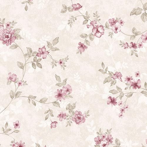 Wallercity Pink Floral Wallpaper Retro Rose Pink Wallpaper Boho Floral Contact Paper for Cabinets Waterproof Vintage Peel and Stick French Flower Wall Paper for Girls Bedroom Bathroom Walls 17.5"x102" | Amazon (US)