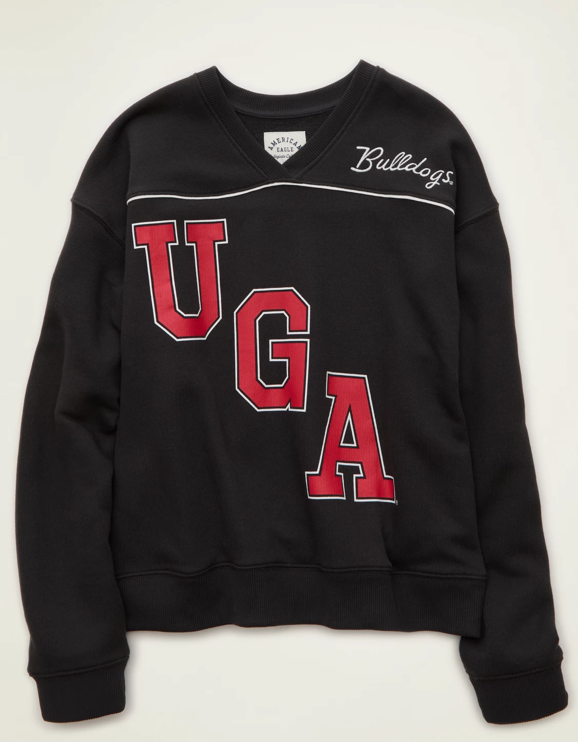 AE Georgia Bulldogs V-Neck Graphic Sweatshirt | American Eagle Outfitters (US & CA)