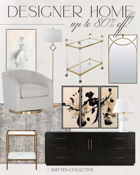 Incredible sale prices in designer home furniture and decor! I cannot believe some of these markdowns and gorgeous selection!

black sideboard, swivel chair, end table, large wall art, wall mirror, acrylic bar cart, floor lamp, table lampp

#LTKHome #LTKSaleAlert #LTKStyleTip