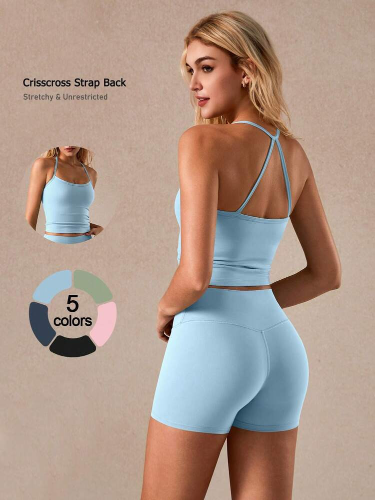 NcmRyu Women's Yoga, Fitness, Tennis, Pickleball, Golf Training Vest And Shorts Sports Set | SHEIN