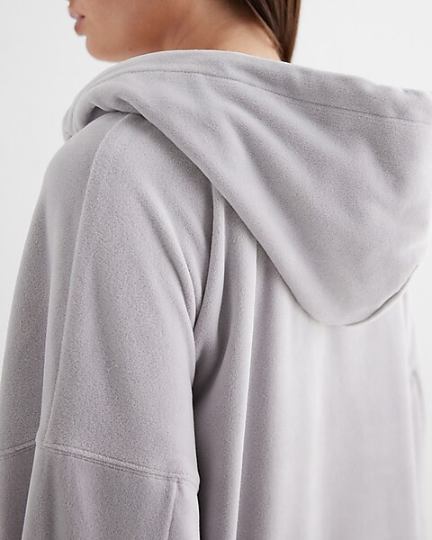 Relaxed Velour Zip Up Hoodie | Express