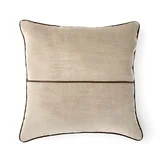 Mainstays 18" x 18" Beige Velvet With Faux Leather Trim Polyester Decorative Pillow | Walmart (US)