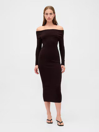 CashSoft Stretch Off-Shoulder Midi Sweater Dress | Gap (US)