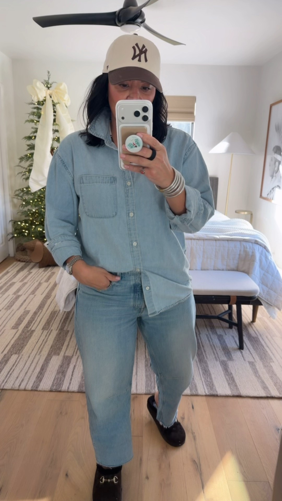 Top size large, jeans size 29 (I’m a size 10). If you are between sizes, I would size down in the jeans, shoes fit tts (I’m a 9.5/10 and did a 9.5 in them). 

#LTKOver40 #LTKMidsize #LTKSaleAlert