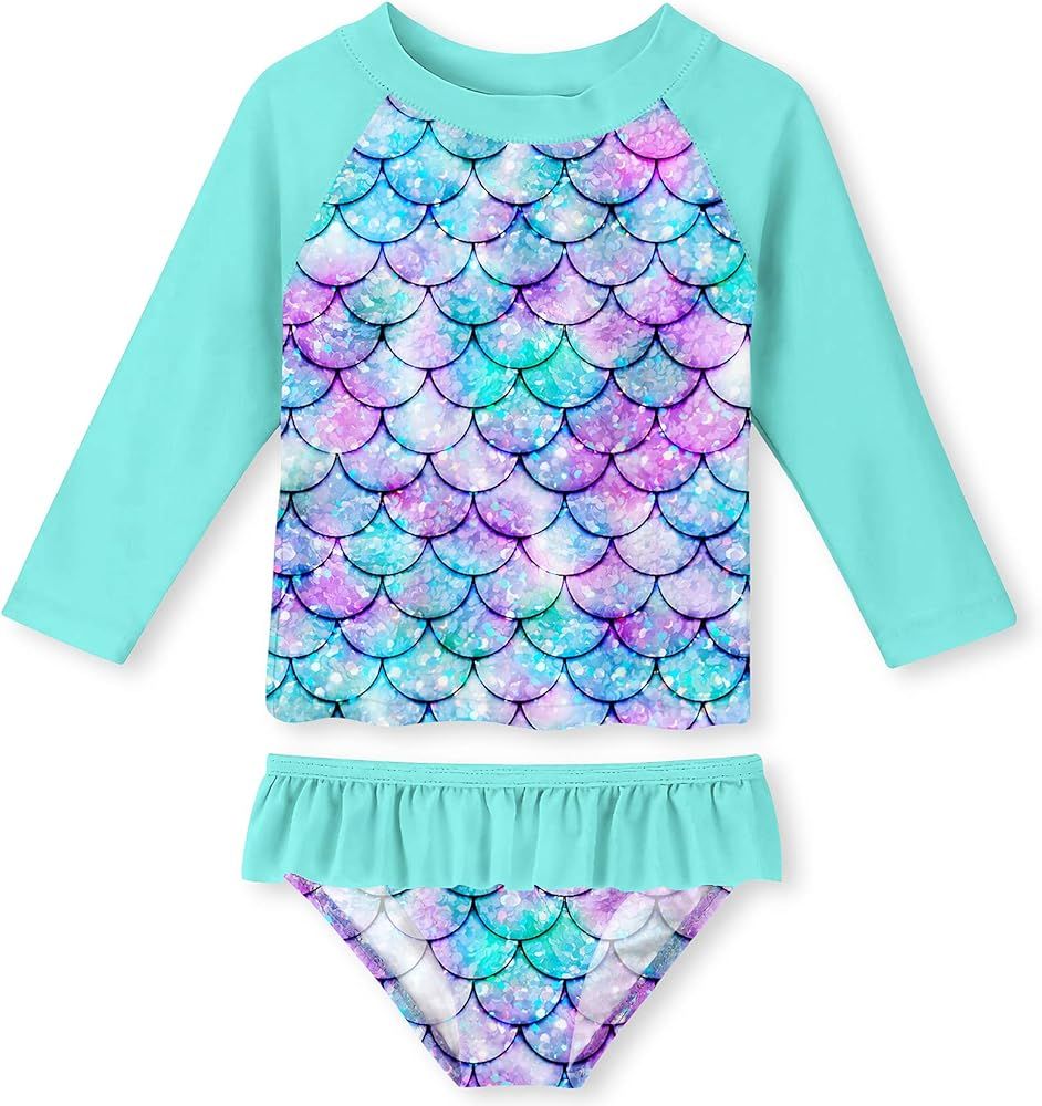 Lovekider Little Girls Swimsuits Two Pieces Swimwears Rash Guard Set Long Sleeve UPF50+ Bathing S... | Amazon (US)