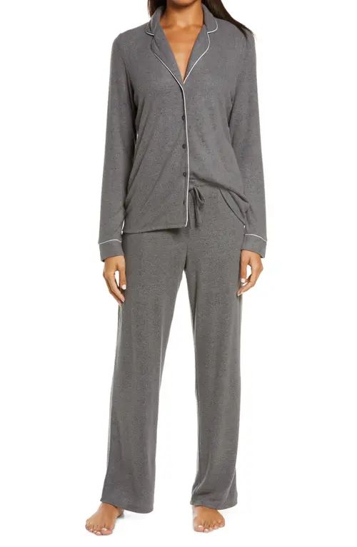 Nordstrom Brushed Hacci Pajamas in Grey Dark Steel Heather at Nordstrom, Size Small | Nordstrom