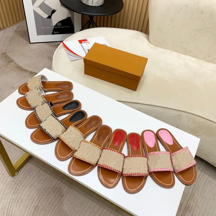 Latest Women Slides Fashion Slippers Lock it Flat Mules Genuine leather Slides Summer Flat Flip F... | DHGate