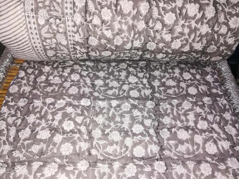 Cotton Kantha Reversible Quilt Soft Cotton Quilt Hand Block | Etsy | Etsy (US)