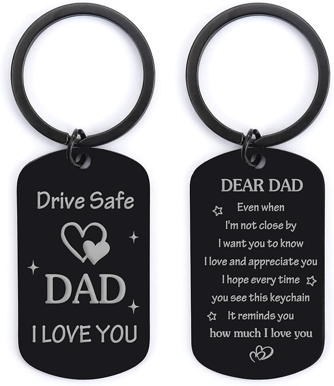 Fathers Day Gift for Dad from Daughter Son, Dad Birthday Gift Drive Safe Keychain for Him Father ... | Amazon (US)